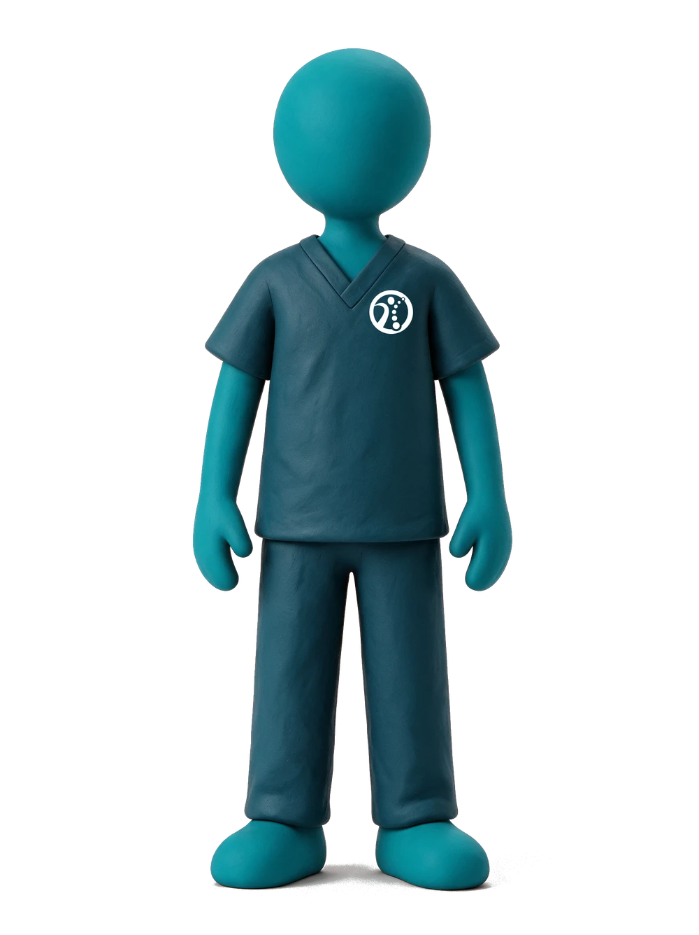 Clay clinic guide wearing matching navy scrubs